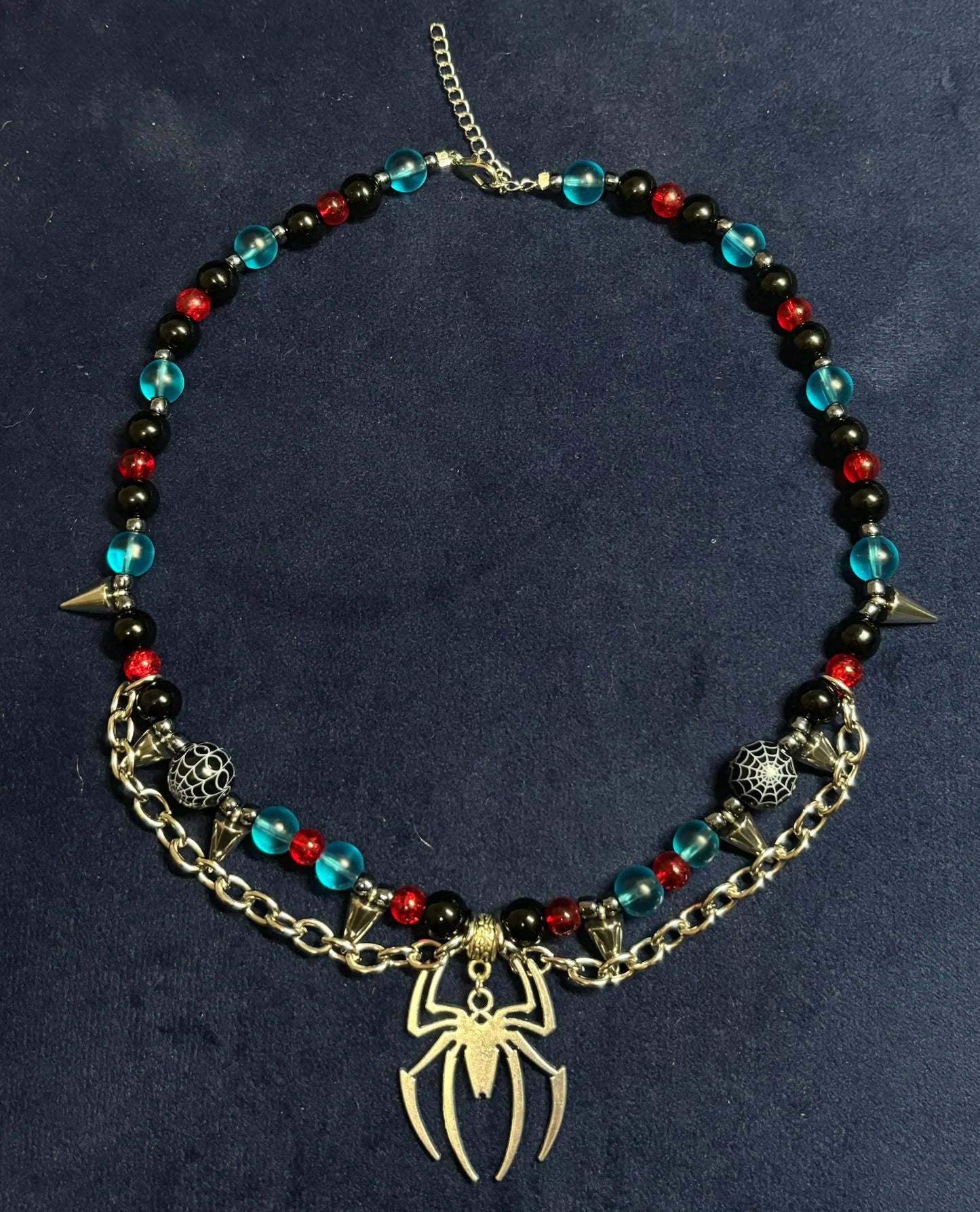 spider punk glass beaded necklace