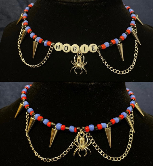 spider punk beaded necklace