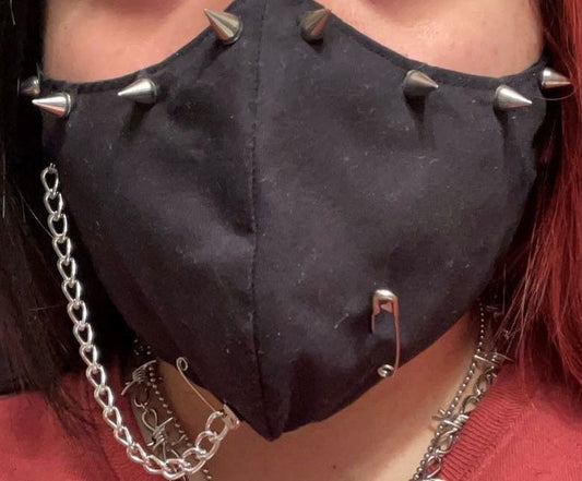 black spike mask with chain