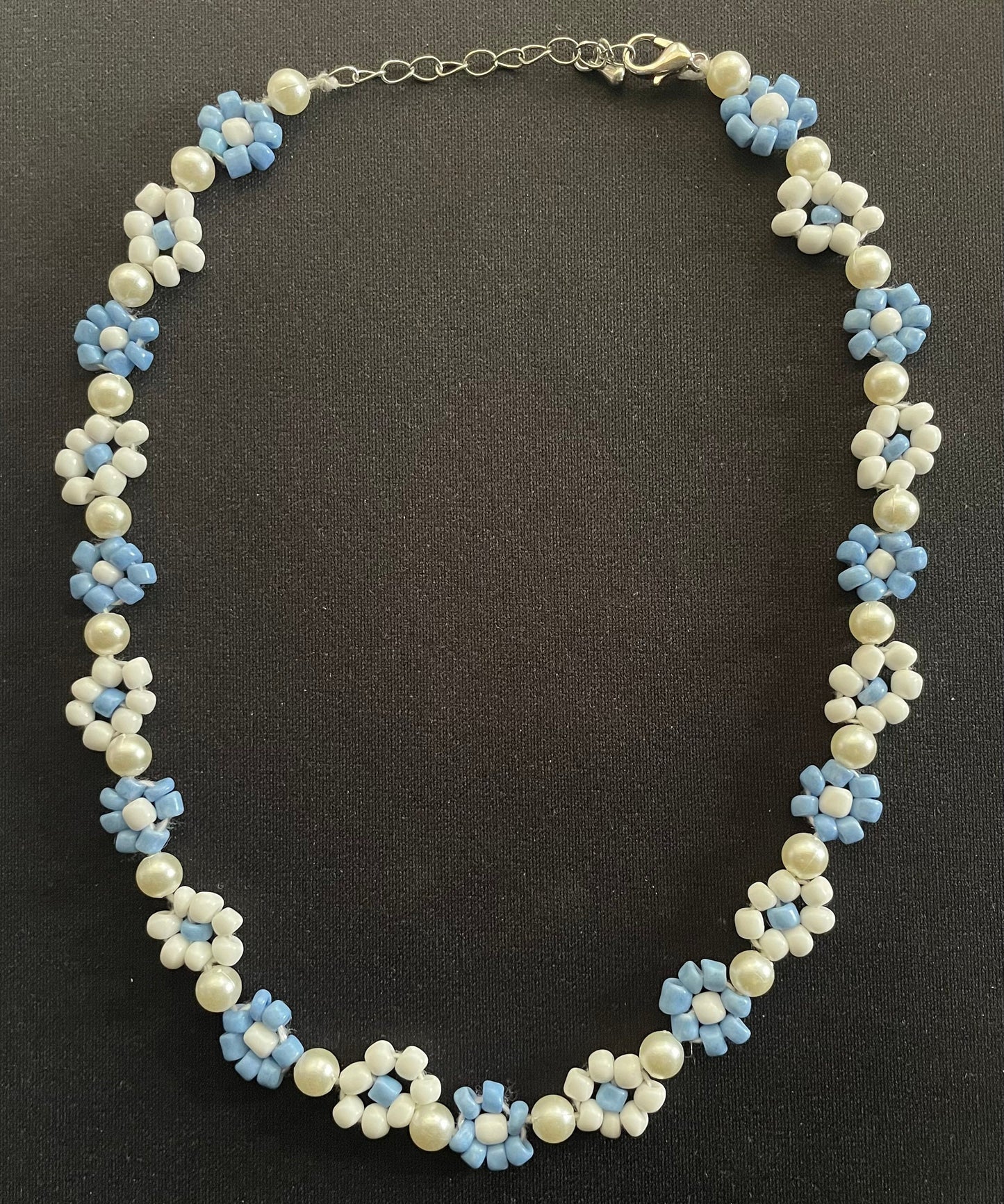 Beaded Flower Pearl Necklace/Choker